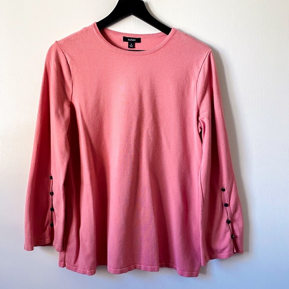 Alfani Coral/Pink Button Wrist Detail Pullover Sweater Women’s Medium - Picture 1 of 8